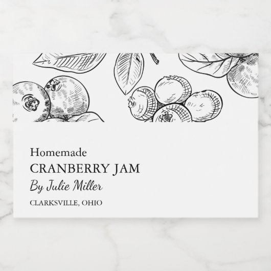 Einfache schwarz-weiße Cranberry-Marke Lebensmitteletikett (Einzelnes Label)