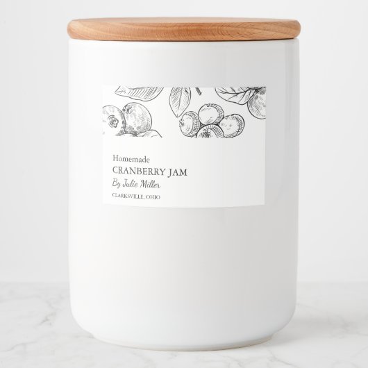 Einfache schwarz-weiße Cranberry-Marke Lebensmitteletikett (Vorderseite)