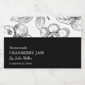 Einfache schwarz-weiße Cranberry-Marke Lebensmitteletikett (Einzelnes Label)