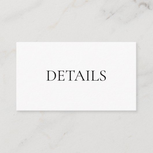 Einfache Schwarz-weiße Details Hochzeitswebsite QR Begleitkarte (Vorderseite)