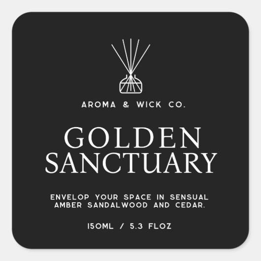 Einfache Schwarz-weiße Diffusorbezeichnung Quadratischer Aufkleber (Vorderseite)