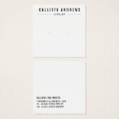 Einfache Schwarz-weiße Earring-Display-Karte (Vorne & Hinten)