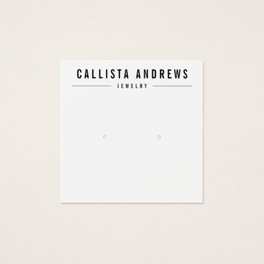 Einfache Schwarz-weiße Earring-Display-Karte (Vorderseite)