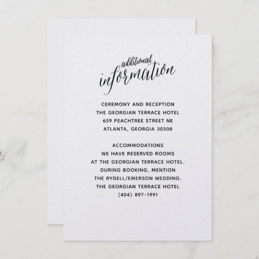 Einfache Schwarz-weiße Einladung (Vorne/Hinten)