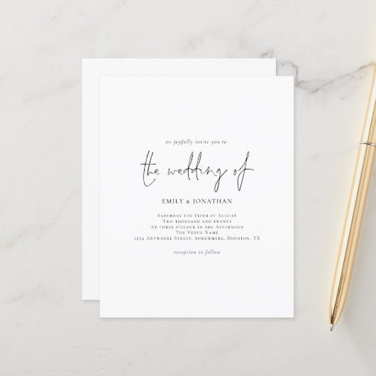 Einfache Schwarz-weiße Einladung (Vorderseite/Rückseite Beispiel)