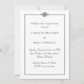 Einfache Schwarz-weiße engagierte, klassische Part Einladung (Vorderseite)