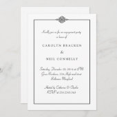 Einfache Schwarz-weiße engagierte, klassische Part Einladung (Vorne/Hinten)