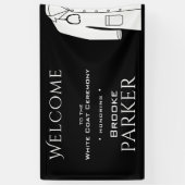 Einfache Schwarz-weiße Feier Begrüßung Hintergrund Banner (Vertikal)