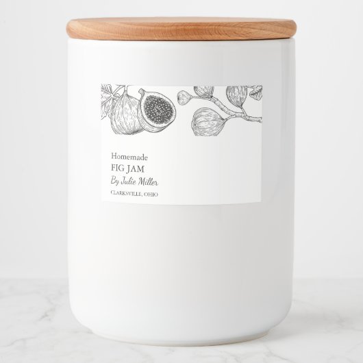 Einfache schwarz-weiße Feigenjam-Kennzeichnung Lebensmitteletikett (Vorderseite)