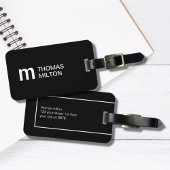 Einfache Schwarz-weiße Fettmonogramm Gepäckanhänger