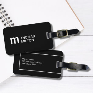Einfache Schwarz-weiße Fettmonogramm Gepäckanhänger