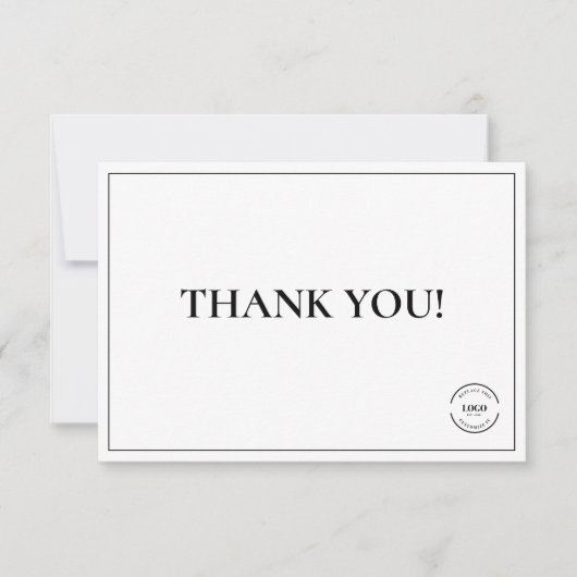 Einfache Schwarz-weiße Firmenlogos - ganz nach Ihr Dankeskarte (Vorderseite)