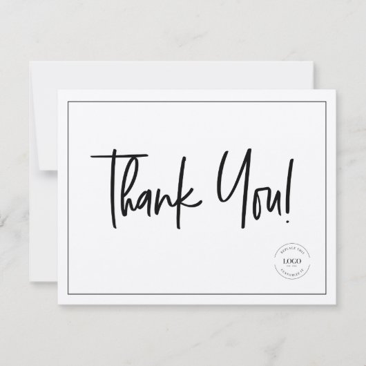 Einfache Schwarz-weiße Firmenlogos Sozialer Dank Dankeskarte (Vorderseite)