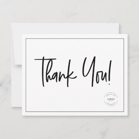 Einfache Schwarz-weiße Firmenlogos Sozialer Dank Dankeskarte (Vorderseite)