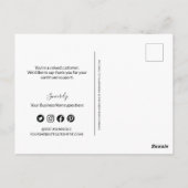 Einfache Schwarz-weiße Firmenlogos Sozialer Dank Postkarte (Rückseite)