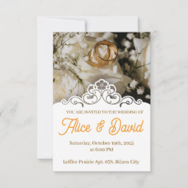 Einfache Schwarz-weiße Foto Hochzeitsfeiern Einladung