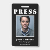 Einfache Schwarz-weiße Foto Press ID Ausweis (Vorderseite)