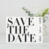 Einfache Schwarz-weiße Foto Typografie Save the Da Date (Stehend Vorderseite)