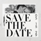 Einfache Schwarz-weiße Foto Typografie Save the Da Date (Vorne/Hinten)