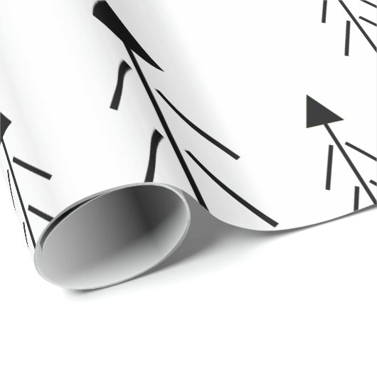 Einfache Schwarz-weiße frohe Weihnachtsbaumen Gesc Geschenkpapier (Rolleneckpunkt)