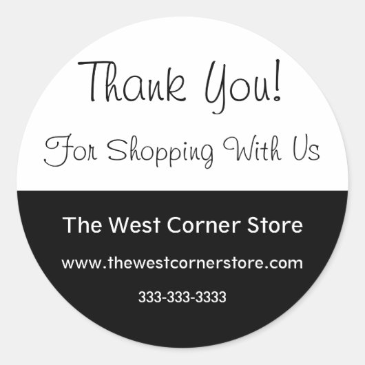 Einfache Schwarz-weiße Geschäftskunde Vielen Dank Runder Aufkleber (Vorderseite)