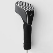 Einfache Schwarz-weiße Gingham Karierte Initialen Golf Headcover (angewinkelt)