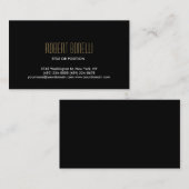 Einfache Schwarz-weiße Gold-Visitenkarte Visitenkarte (Vorne/Hinten)