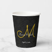 Einfache Schwarz-weiße Goldmedaille Pappbecher (Rückseite)