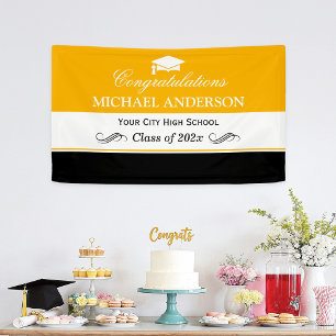 Einfache Schwarz-weiße Graduierungsparty Banner