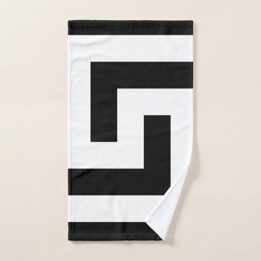 Einfache Schwarz-weiße griechische Schlüssel Badhandtuch Set (Handtuch)