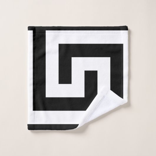 Einfache Schwarz-weiße griechische Schlüssel Badhandtuch Set (Waschlappen)