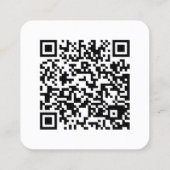 Einfache schwarz-weiße handgeschriebene QR-Code Quadratische Visitenkarte (Rückseite)