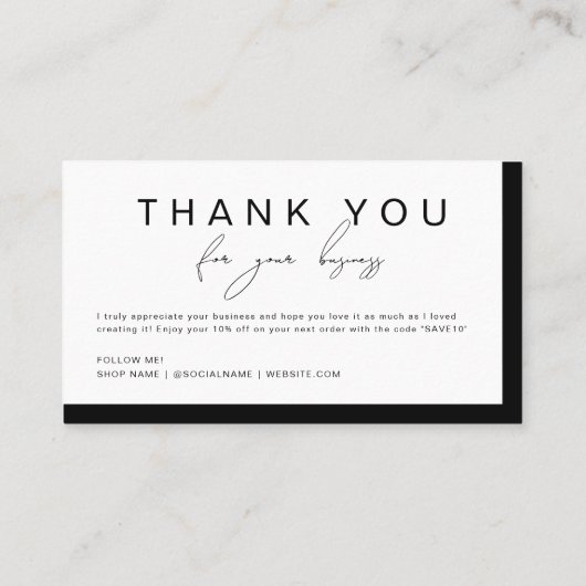 Einfache Schwarz-weiße handgeschriebene Skripte Vi Visitenkarte (Rückseite)