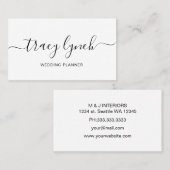 Einfache Schwarz-weiße handgeschriebene Skriptkall Visitenkarte (Vorne/Hinten)