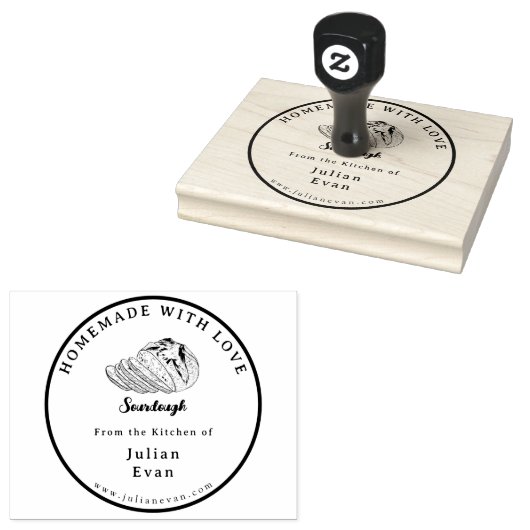 Einfache, schwarz-weiße, hausgemachte Sourdough Gummistempel (Stempel)