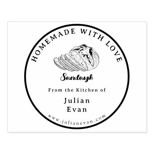 Einfache, schwarz-weiße, hausgemachte Sourdough Gummistempel (Prägung)