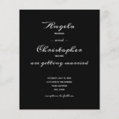 Einfache Schwarz-weiße Hochzeit (Vorderseite)