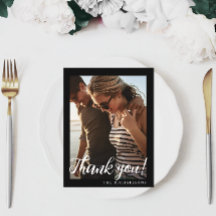 Einfache Schwarz-weiße Hochzeit Foto Vielen Dank