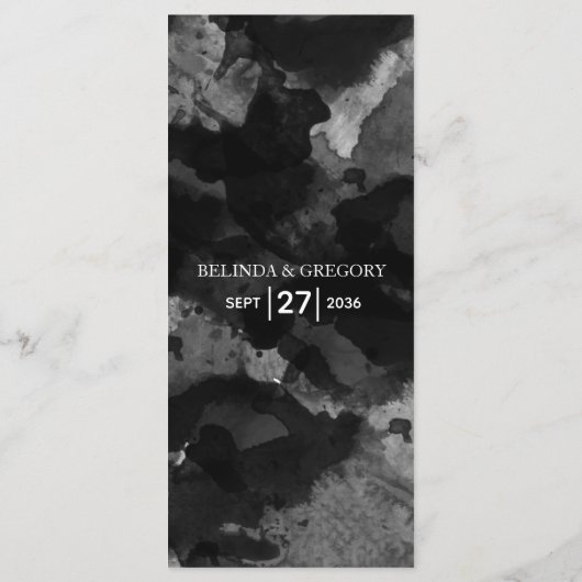 Einfache Schwarz-weiße Hochzeit Menükarte (Rückseite)