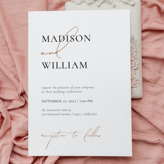 Einfache Schwarz-weiße Hochzeit Modernes Minimalis Einladung