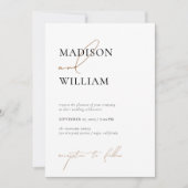 Einfache Schwarz-weiße Hochzeit Modernes Minimalis Einladung (Vorderseite)