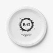 Einfache Schwarz-weiße Hochzeit Pappteller (Vorderseite)