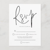 Einfache Schwarz-weiße Hochzeit RSVP Einladungspostkarte (Vorderseite)