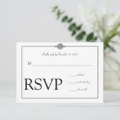 Einfache Schwarz-weiße Hochzeit RSVP Karte (Stehend Vorderseite)
