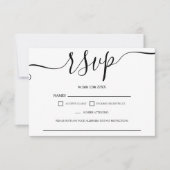 Einfache Schwarz-weiße Hochzeit rsvp Monogramm Karte (Vorderseite)