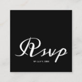 Einfache Schwarz-weiße Hochzeit RSVP QR Code Begleitkarte (Vorderseite)