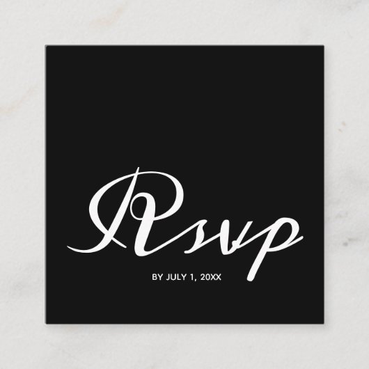 Einfache Schwarz-weiße Hochzeit RSVP QR Code Begleitkarte (Vorderseite)