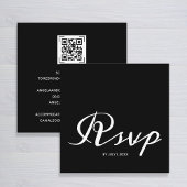 Einfache Schwarz-weiße Hochzeit RSVP QR Code Begleitkarte
