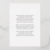 Einfache Schwarz-weiße Hochzeit Save the Date Folieneinladung (Rückseite)