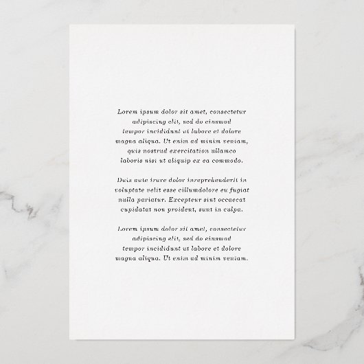 Einfache Schwarz-weiße Hochzeit Save the Date Folieneinladung (Rückseite)